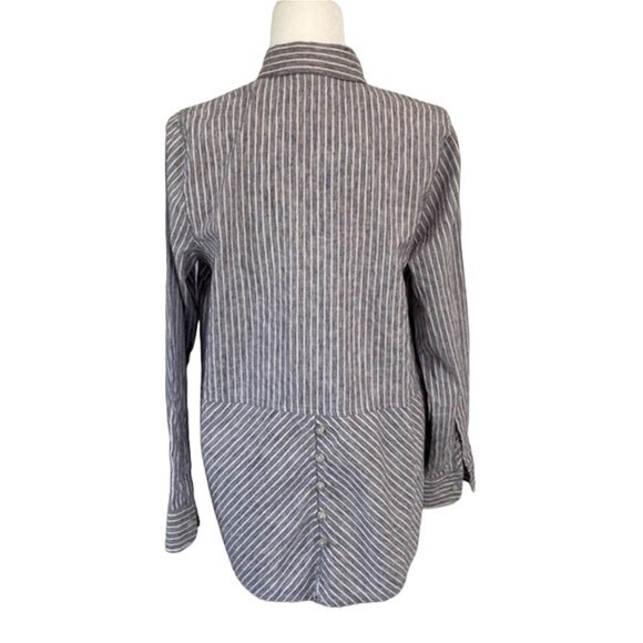Lucky Brand Striped Button Up Tunic Shirt Long Sleeve Cotton Chest Pocket - Picture 5 of 16